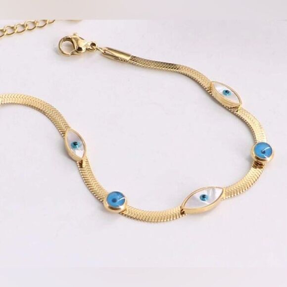 Gold evil eye bracelet #1029 - Picture 1 of 3